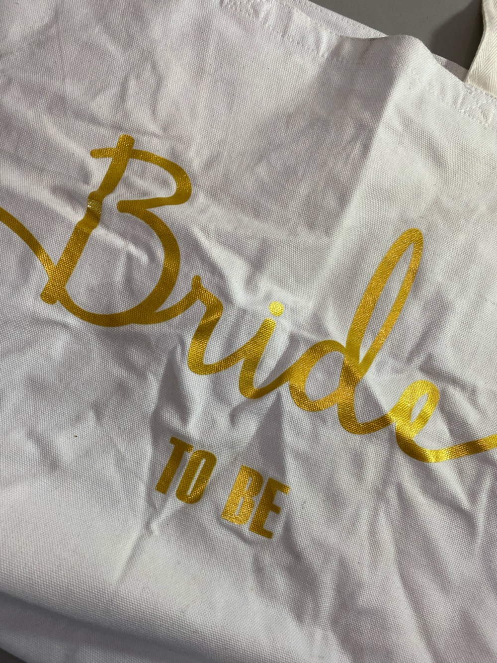 Bride TO BE Neutral Off-White Canvas Tote Bag - Picture 8 of 8